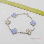 V C & A Magic Alhambra Bracelet Diamond & Blue Onyx 5 Motifs